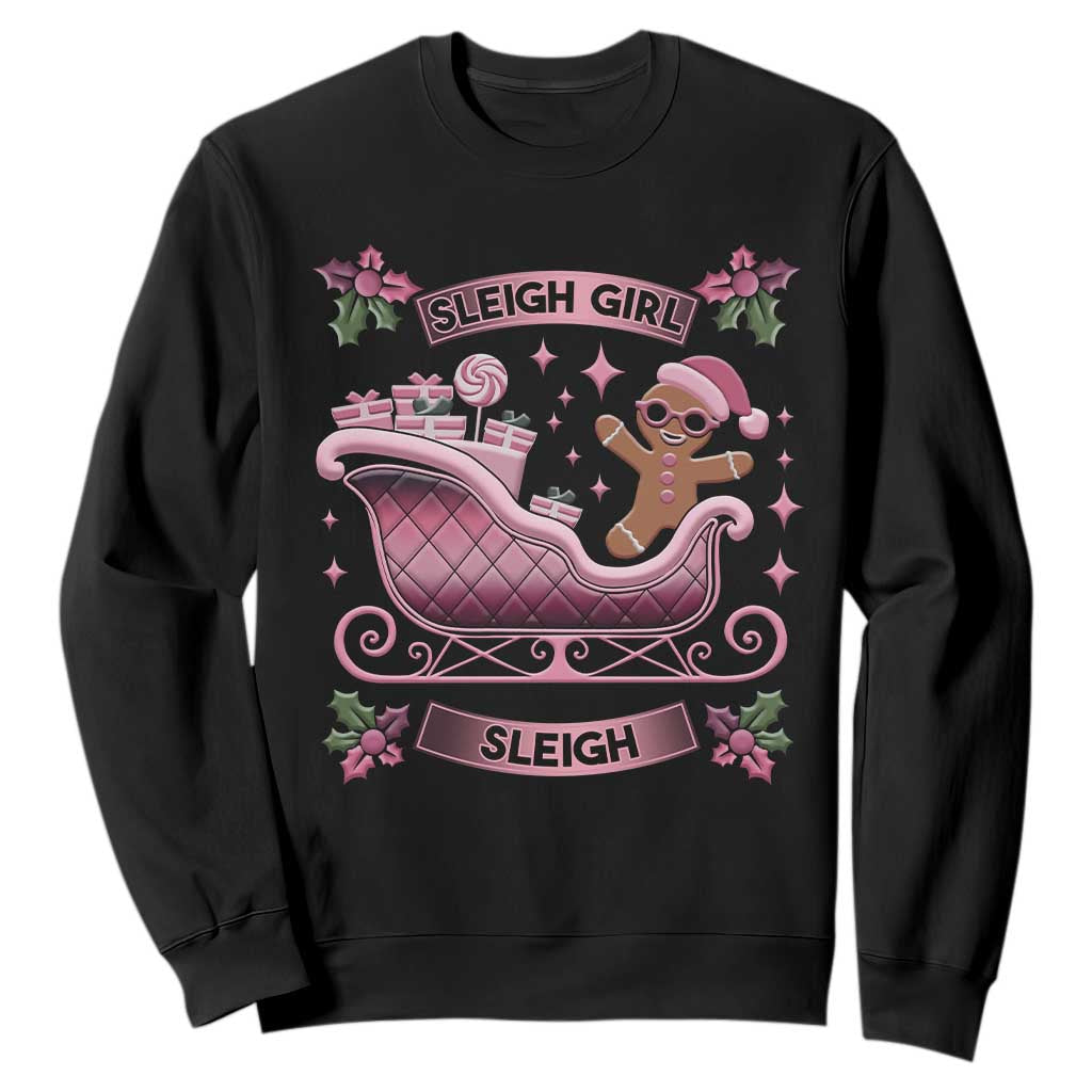 Groovy Pink Christmas Gingerbrad Sweatshirt Sleigh Girl Sleigh Festive Xmas Holiday Girls TS02 Black Print Your Wear