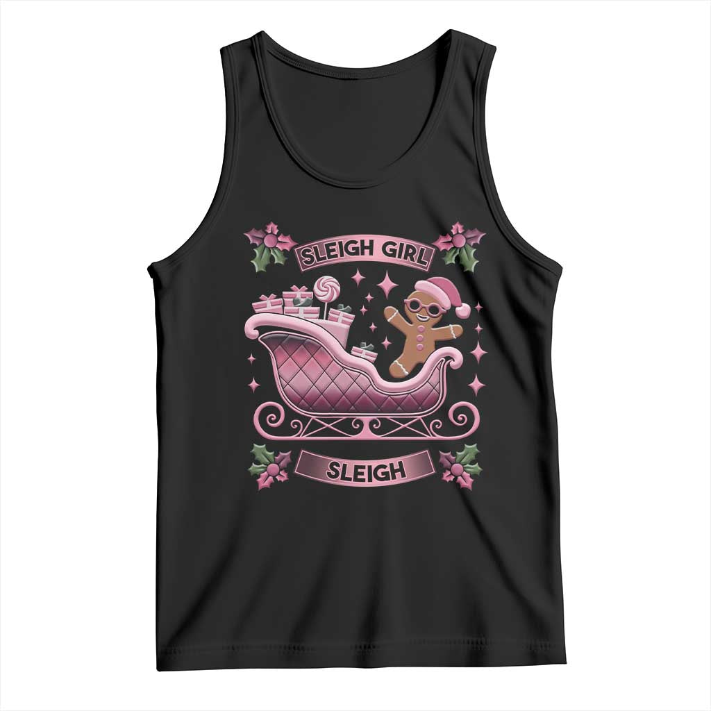 Groovy Pink Christmas Gingerbrad Tank Top Sleigh Girl Sleigh Festive Xmas Holiday Girls TS02 Black Print Your Wear