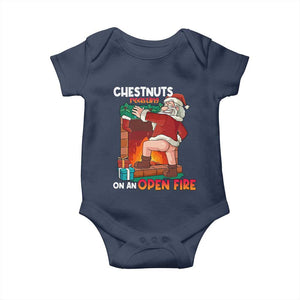 Funny Naughty Santa Baby Onesie Chestnuts Roasting On An Open Fire Dirty Food Pun Xmas Joke TS02 Navy Print Your Wear