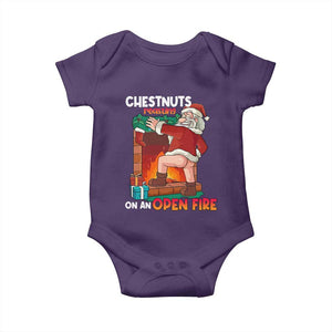 Funny Naughty Santa Baby Onesie Chestnuts Roasting On An Open Fire Dirty Food Pun Xmas Joke TS02 Purple Print Your Wear