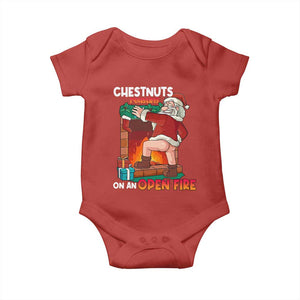 Funny Naughty Santa Baby Onesie Chestnuts Roasting On An Open Fire Dirty Food Pun Xmas Joke TS02 Red Print Your Wear