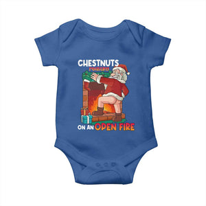 Funny Naughty Santa Baby Onesie Chestnuts Roasting On An Open Fire Dirty Food Pun Xmas Joke TS02 Royal Blue Print Your Wear