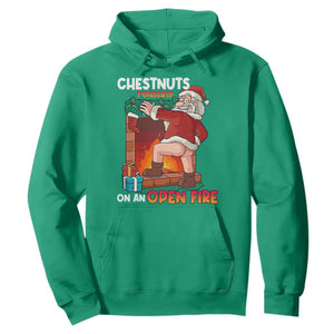 Funny Naughty Santa Hoodie Chestnuts Roasting On An Open Fire Dirty Food Pun Xmas Joke TS02 Irish Green Print Your Wear