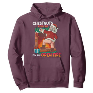 Funny Naughty Santa Hoodie Chestnuts Roasting On An Open Fire Dirty Food Pun Xmas Joke TS02 Maroon Print Your Wear