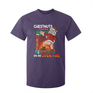 Funny Naughty Santa T Shirt For Kid Chestnuts Roasting On An Open Fire Dirty Food Pun Xmas Joke TS02 Purple Print Your Wear