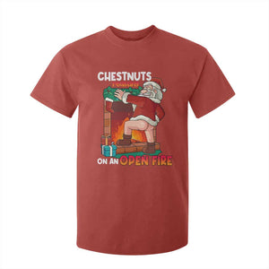 Funny Naughty Santa T Shirt For Kid Chestnuts Roasting On An Open Fire Dirty Food Pun Xmas Joke TS02 Red Print Your Wear