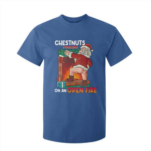 Funny Naughty Santa T Shirt For Kid Chestnuts Roasting On An Open Fire Dirty Food Pun Xmas Joke TS02 Royal Blue Print Your Wear