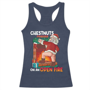 Funny Naughty Santa Racerback Tank Top Chestnuts Roasting On An Open Fire Dirty Food Pun Xmas Joke TS02 Navy Print Your Wear