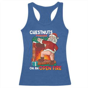 Funny Naughty Santa Racerback Tank Top Chestnuts Roasting On An Open Fire Dirty Food Pun Xmas Joke TS02 Royal Blue Print Your Wear