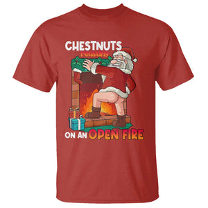 Funny Naughty Santa T Shirt Chestnuts Roasting On An Open Fire Dirty Food Pun Xmas Joke TS02 Red Print Your Wear