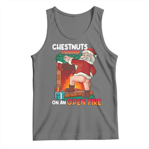 Funny Naughty Santa Tank Top Chestnuts Roasting On An Open Fire Dirty Food Pun Xmas Joke TS02 Black Heather Print Your Wear