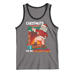 Funny Naughty Santa Tank Top Chestnuts Roasting On An Open Fire Dirty Food Pun Xmas Joke TS02 Deep Heather Black Print Your Wear