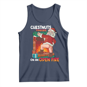 Funny Naughty Santa Tank Top Chestnuts Roasting On An Open Fire Dirty Food Pun Xmas Joke TS02 Navy Print Your Wear