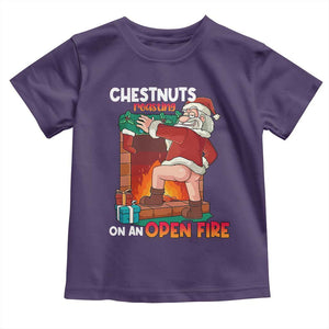 Funny Naughty Santa Toddler T Shirt Chestnuts Roasting On An Open Fire Dirty Food Pun Xmas Joke TS02 Purple Print Your Wear