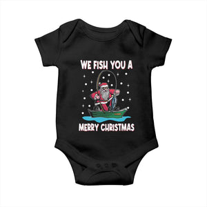 Santa Christmas Boat Fishing Baby Onesie We Fish You A Merry Xmas Fisherman TS02 Black Print Your Wear