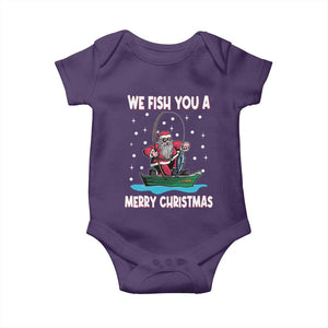 Santa Christmas Boat Fishing Baby Onesie We Fish You A Merry Xmas Fisherman TS02 Purple Print Your Wear