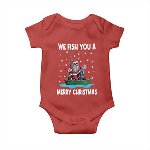 Santa Christmas Boat Fishing Baby Onesie We Fish You A Merry Xmas Fisherman TS02 Red Print Your Wear