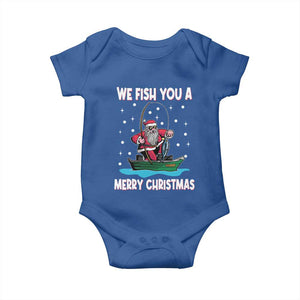 Santa Christmas Boat Fishing Baby Onesie We Fish You A Merry Xmas Fisherman TS02 Royal Blue Print Your Wear