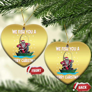 Santa Xmas Boat Fishing Christmas Ornament We Fish You A Merry Xmas Fisherman TS02 Heart Gold Print Your Wear