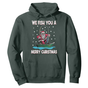 Santa Christmas Boat Fishing Hoodie We Fish You A Merry Xmas Fisherman TS02 Dark Forest Green Print Your Wear