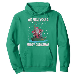 Santa Christmas Boat Fishing Hoodie We Fish You A Merry Xmas Fisherman TS02 Irish Green Print Your Wear