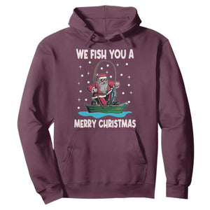 Santa Christmas Boat Fishing Hoodie We Fish You A Merry Xmas Fisherman TS02 Maroon Print Your Wear