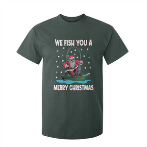 Santa Christmas Boat Fishing T Shirt For Kid We Fish You A Merry Xmas Fisherman TS02 Dark Forest Green Print Your Wear