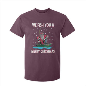 Santa Christmas Boat Fishing T Shirt For Kid We Fish You A Merry Xmas Fisherman TS02 Maroon Print Your Wear