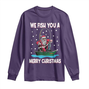 Santa Christmas Boat Fishing Long Sleeve Shirt We Fish You A Merry Xmas Fisherman TS02 Purple Print Your Wear