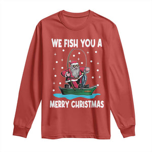 Santa Christmas Boat Fishing Long Sleeve Shirt We Fish You A Merry Xmas Fisherman TS02 Red Print Your Wear