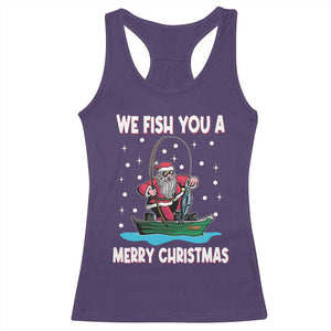 Santa Christmas Boat Fishing Racerback Tank Top We Fish You A Merry Xmas Fisherman TS02 Purple Print Your Wear