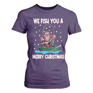 Santa Christmas Boat Fishing T Shirt For Women We Fish You A Merry Xmas Fisherman TS02 Purple Print Your Wear