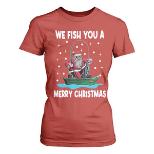 Santa Christmas Boat Fishing T Shirt For Women We Fish You A Merry Xmas Fisherman TS02 Red Print Your Wear