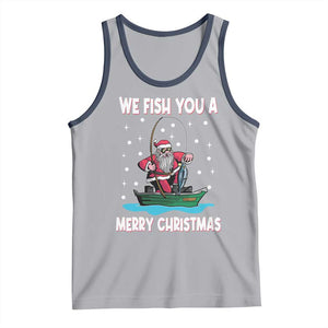 Santa Christmas Boat Fishing Tank Top We Fish You A Merry Xmas Fisherman TS02 Athletic Heather Navy Print Your Wear