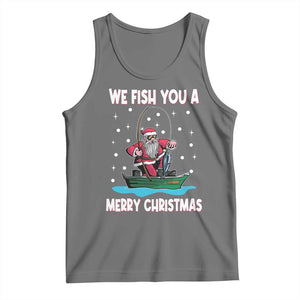 Santa Christmas Boat Fishing Tank Top We Fish You A Merry Xmas Fisherman TS02 Black Heather Print Your Wear