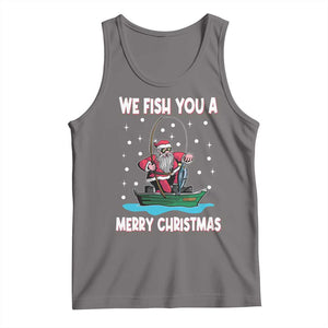 Santa Christmas Boat Fishing Tank Top We Fish You A Merry Xmas Fisherman TS02 Deep Heather Print Your Wear