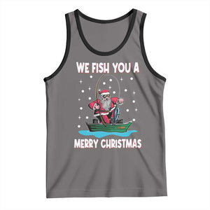 Santa Christmas Boat Fishing Tank Top We Fish You A Merry Xmas Fisherman TS02 Deep Heather Black Print Your Wear