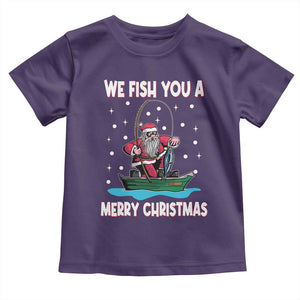 Santa Christmas Boat Fishing Toddler T Shirt We Fish You A Merry Xmas Fisherman TS02 Purple Print Your Wear