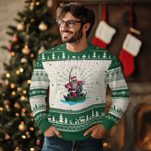 Santa Xmas Boat Fishing Ugly Christmas Sweater We Fish You A Merry Xmas Fisherman TS02 Green Print Your Wear