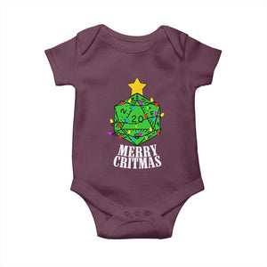 Christmas Gamer Baby Onesie Merry Critmas D20 RPG Gaming Xmas Tree TS02 Maroon Print Your Wear