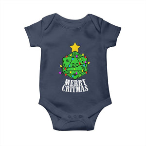 Christmas Gamer Baby Onesie Merry Critmas D20 RPG Gaming Xmas Tree TS02 Navy Print Your Wear