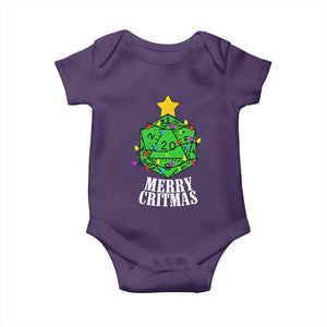 Christmas Gamer Baby Onesie Merry Critmas D20 RPG Gaming Xmas Tree TS02 Purple Print Your Wear