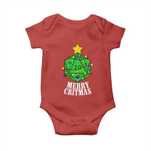 Christmas Gamer Baby Onesie Merry Critmas D20 RPG Gaming Xmas Tree TS02 Red Print Your Wear