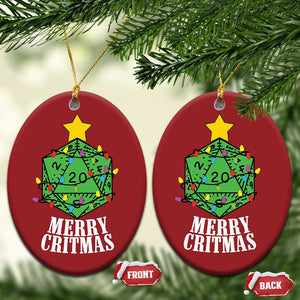 Xmas Gamer Christmas Ornament Merry Critmas D20 RPG Gaming Xmas Tree TS02 Oval Red Print Your Wear