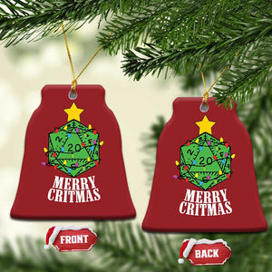 Xmas Gamer Christmas Ornament Merry Critmas D20 RPG Gaming Xmas Tree TS02 Bell Flake Red Print Your Wear