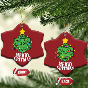 Xmas Gamer Christmas Ornament Merry Critmas D20 RPG Gaming Xmas Tree TS02 Snow Flake Red Print Your Wear