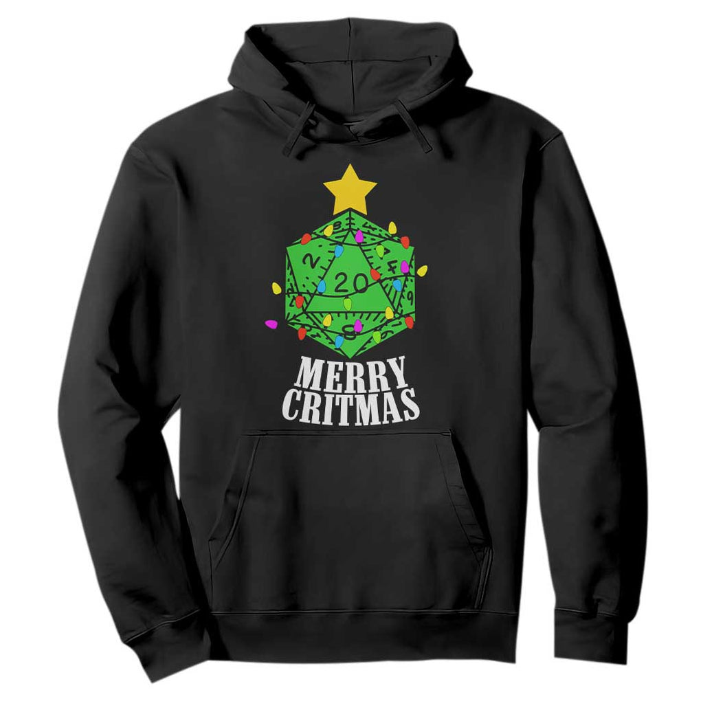 Christmas Gamer Hoodie Merry Critmas D20 RPG Gaming Xmas Tree TS02 Black Print Your Wear