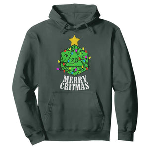 Christmas Gamer Hoodie Merry Critmas D20 RPG Gaming Xmas Tree TS02 Dark Forest Green Print Your Wear