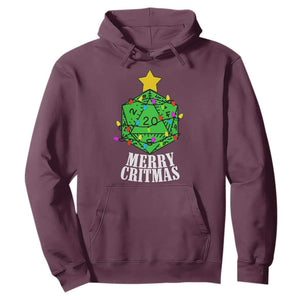 Christmas Gamer Hoodie Merry Critmas D20 RPG Gaming Xmas Tree TS02 Maroon Print Your Wear