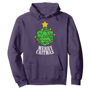 Christmas Gamer Hoodie Merry Critmas D20 RPG Gaming Xmas Tree TS02 Purple Print Your Wear